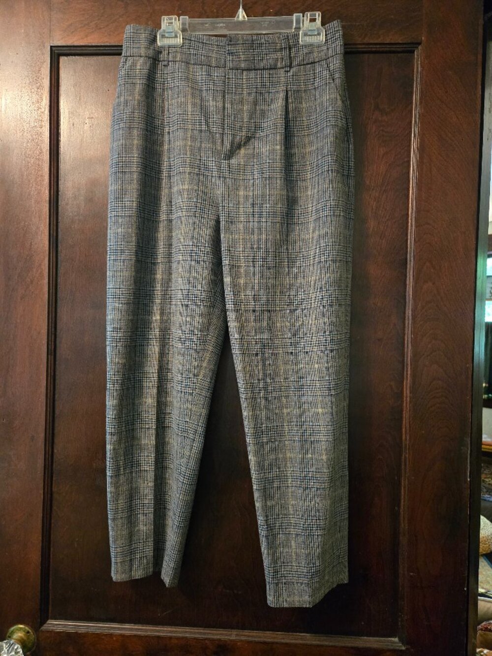 Zara straight leg brown plaid trouser sz L